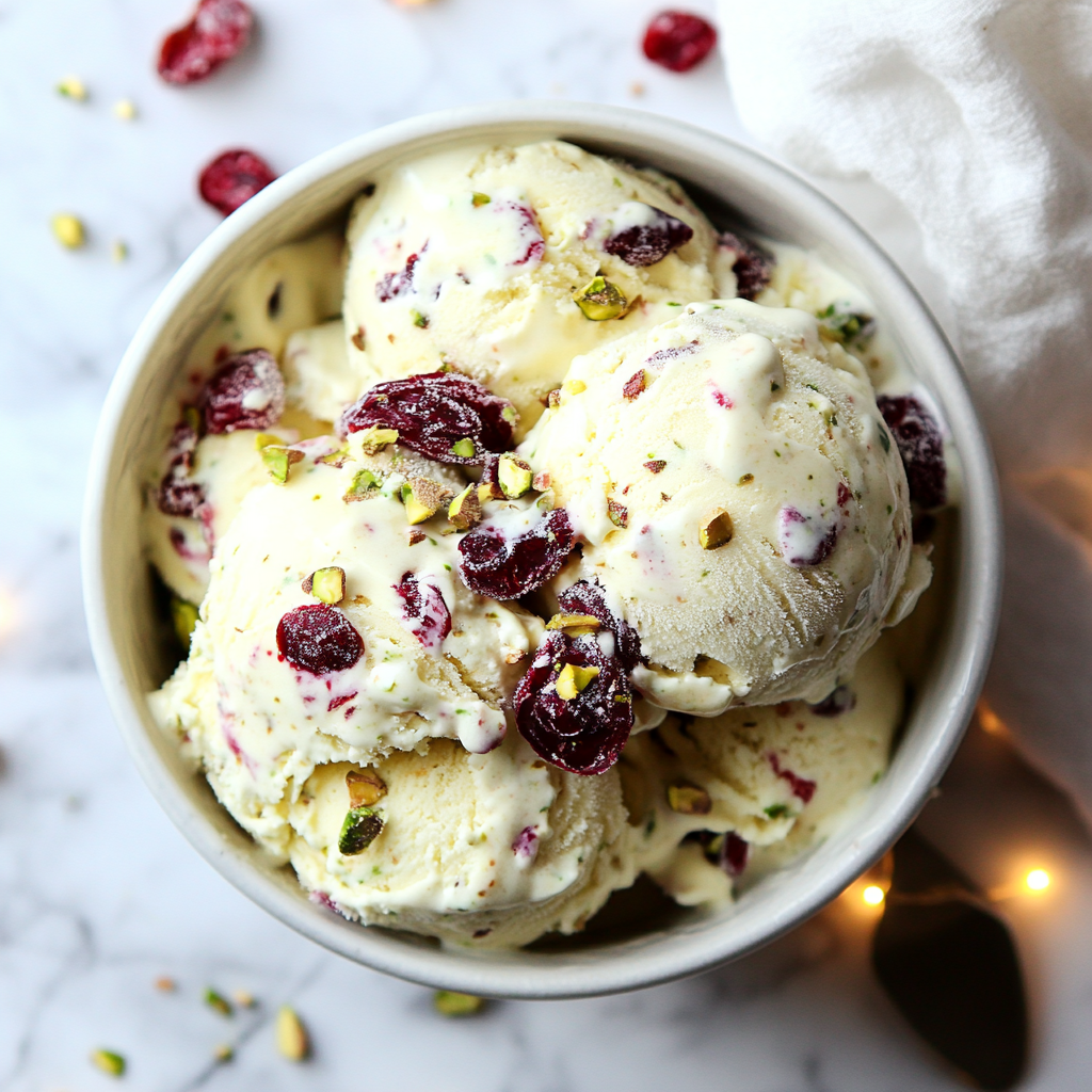 pistachio and cranberry ice cream
