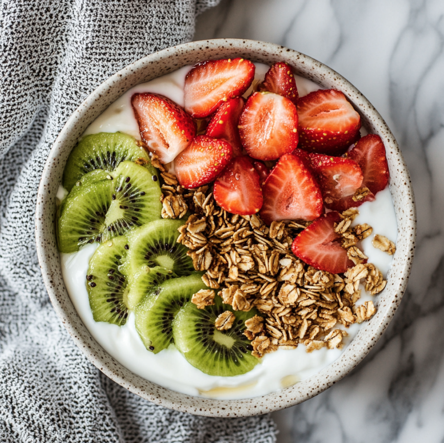 strawberry kiwi yogurt bowl