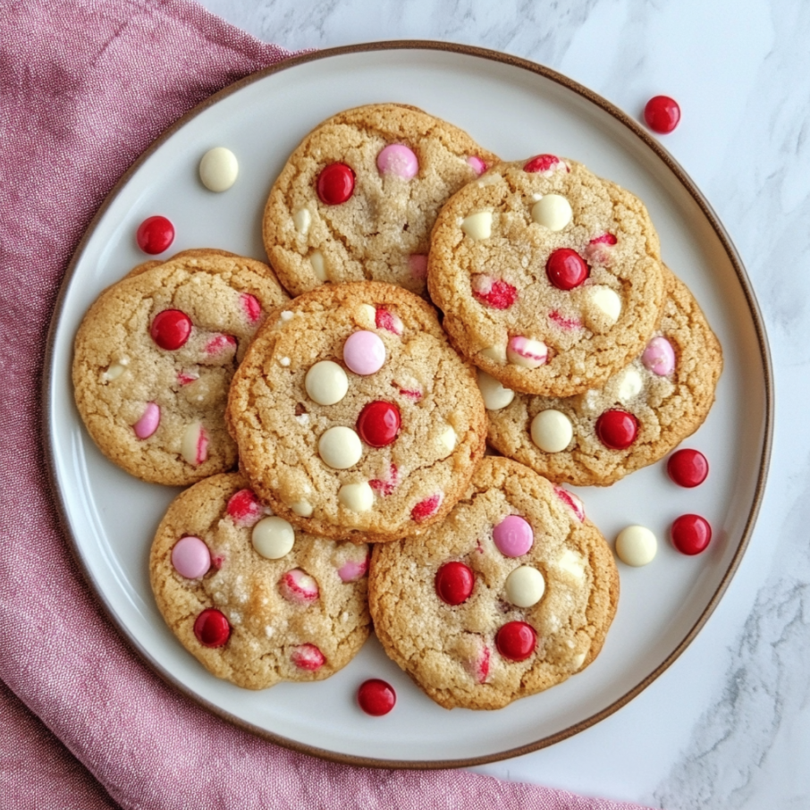 valentines day M&M cookies