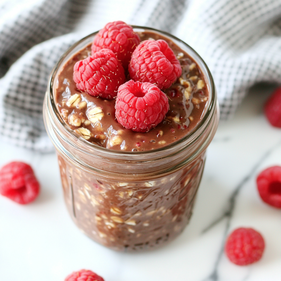 chocolate raspberry overnight oats