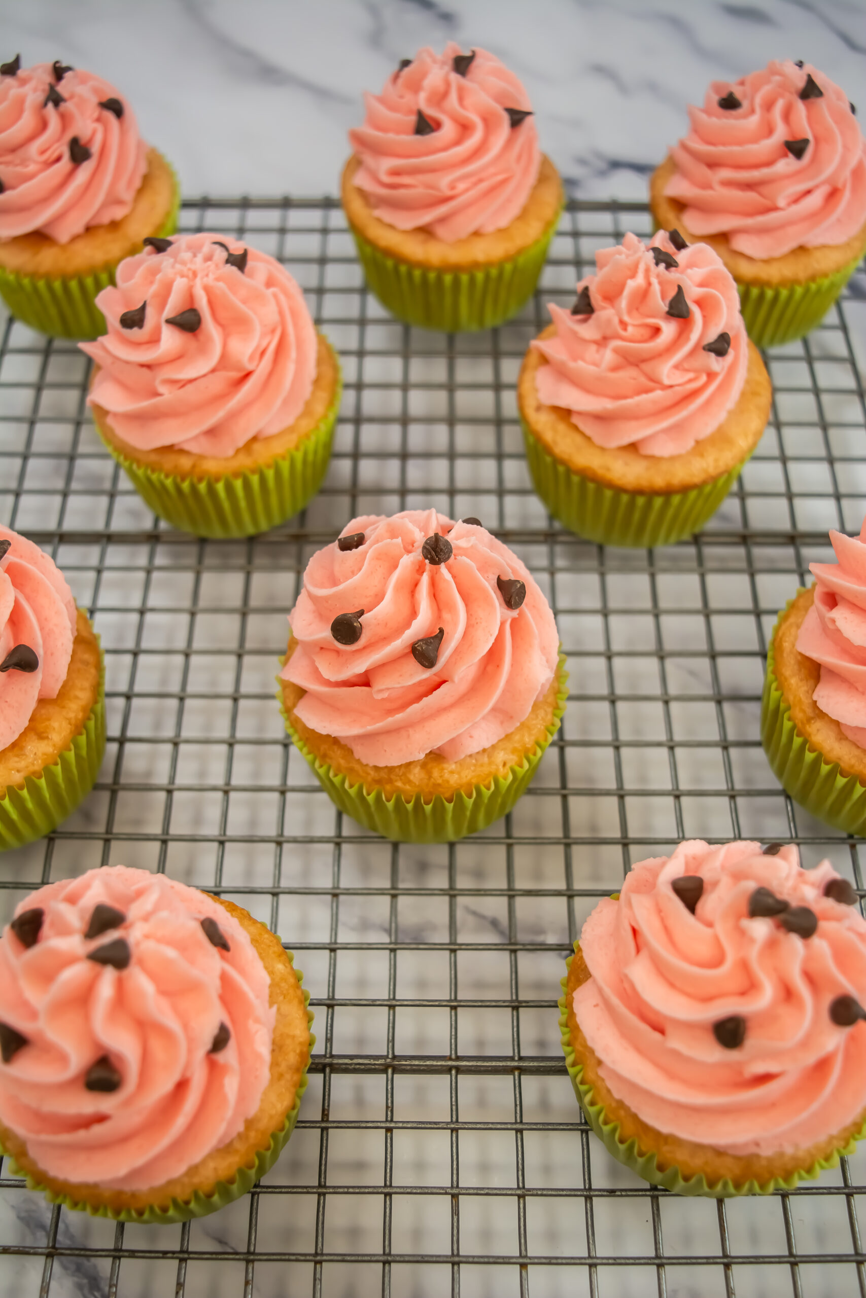 decorated watermelon cupcakes