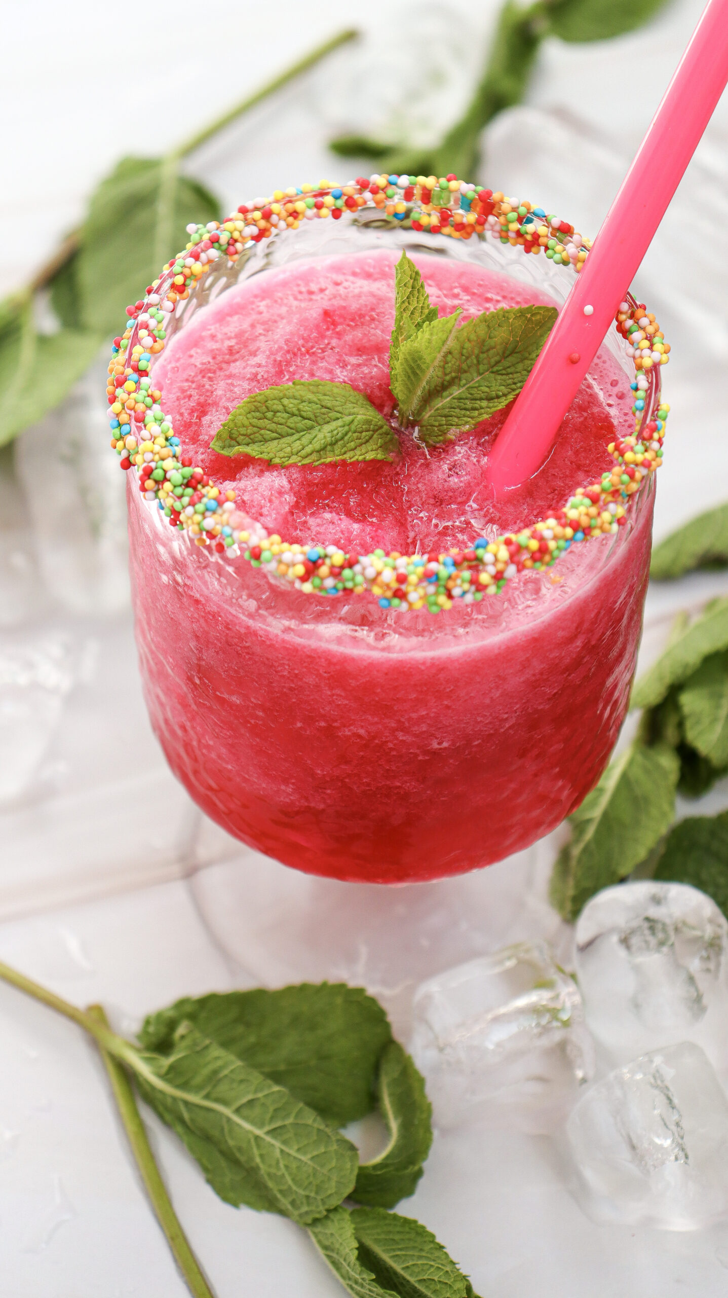 watermelon slushie with straw