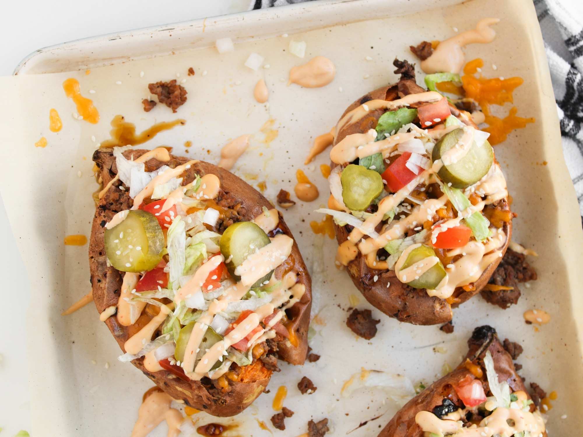 burger loaded sweet potatoes