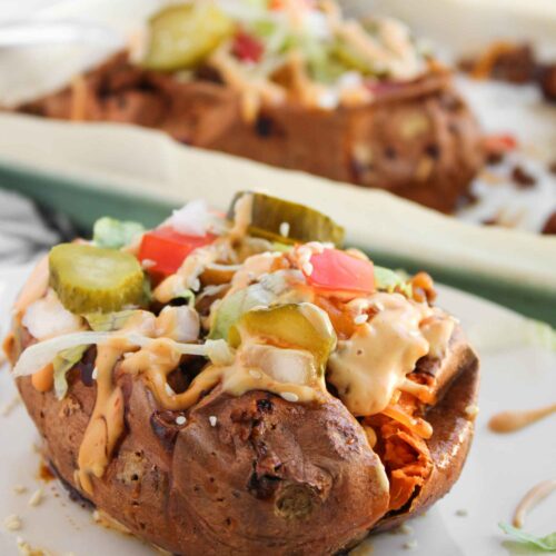 burger sweet potatoes