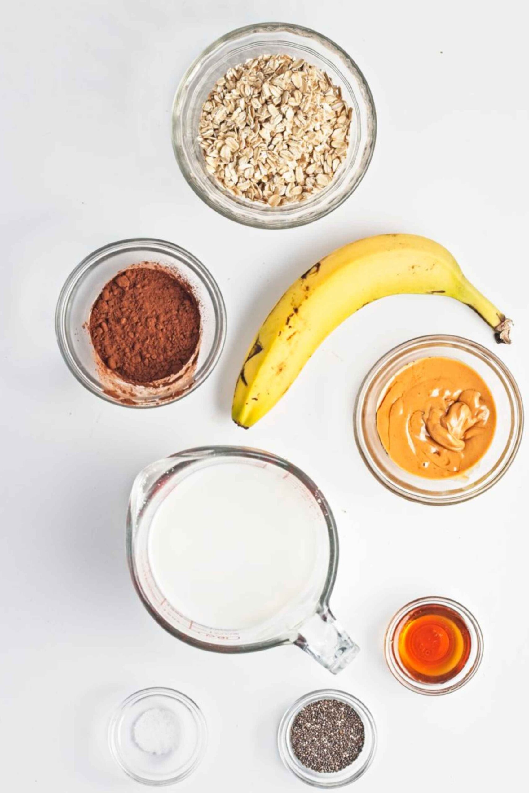 chocolate banana overnight oats ingredients