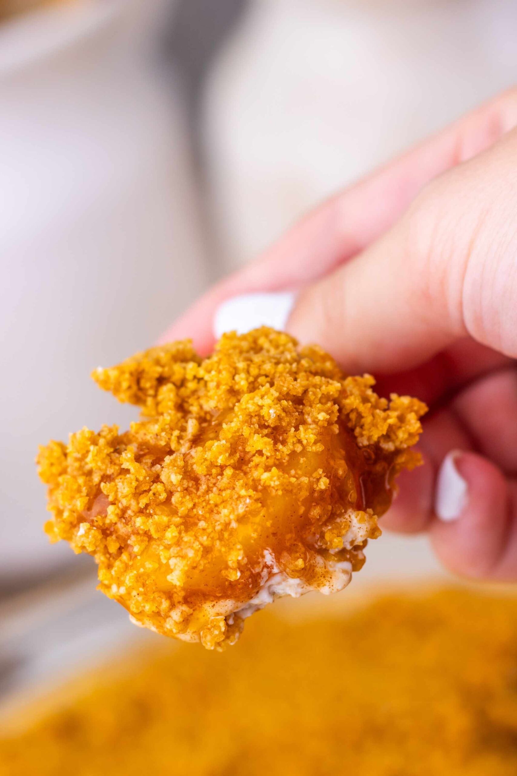 peach cheesecake dip scoop