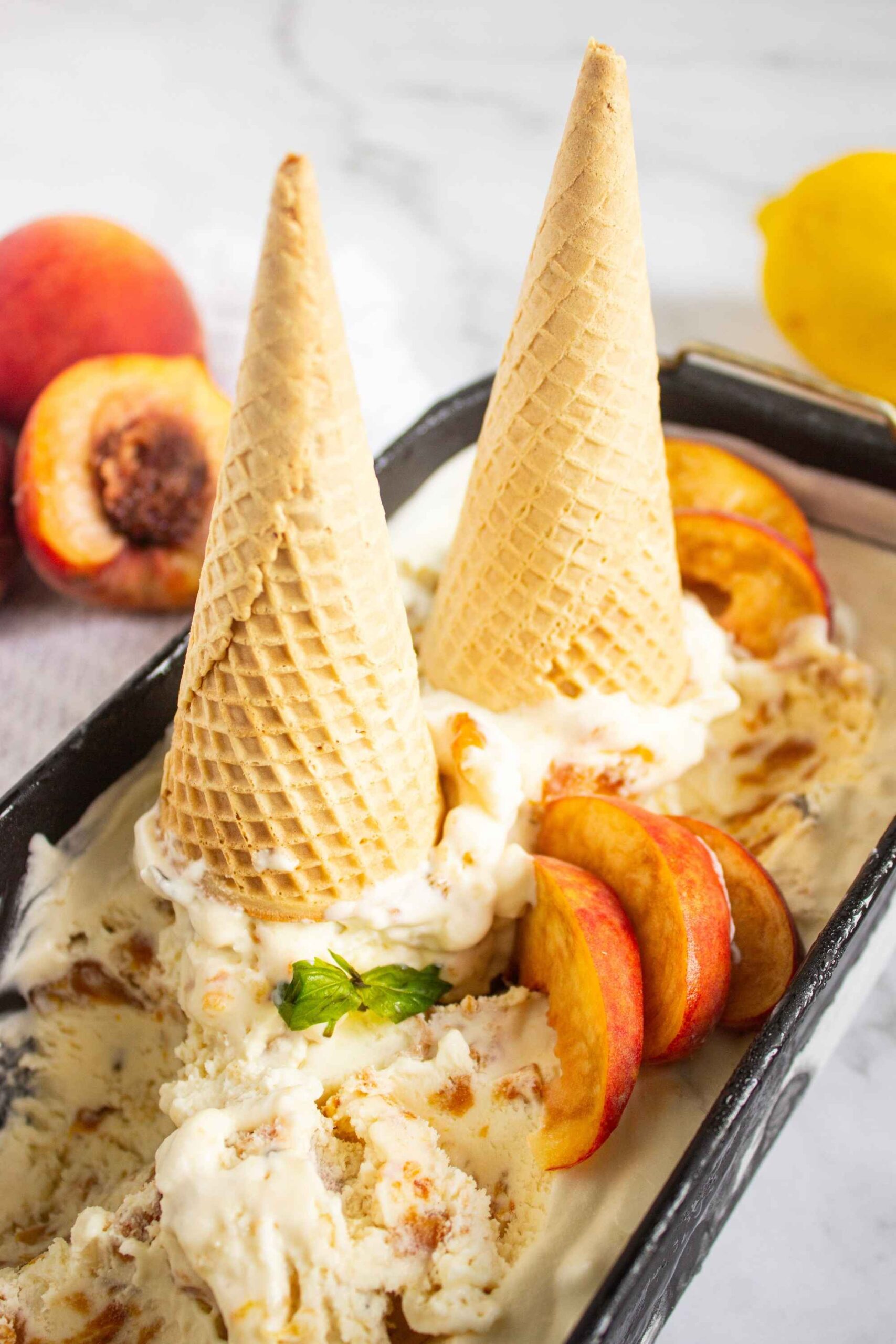 peach ripple ice cream cones