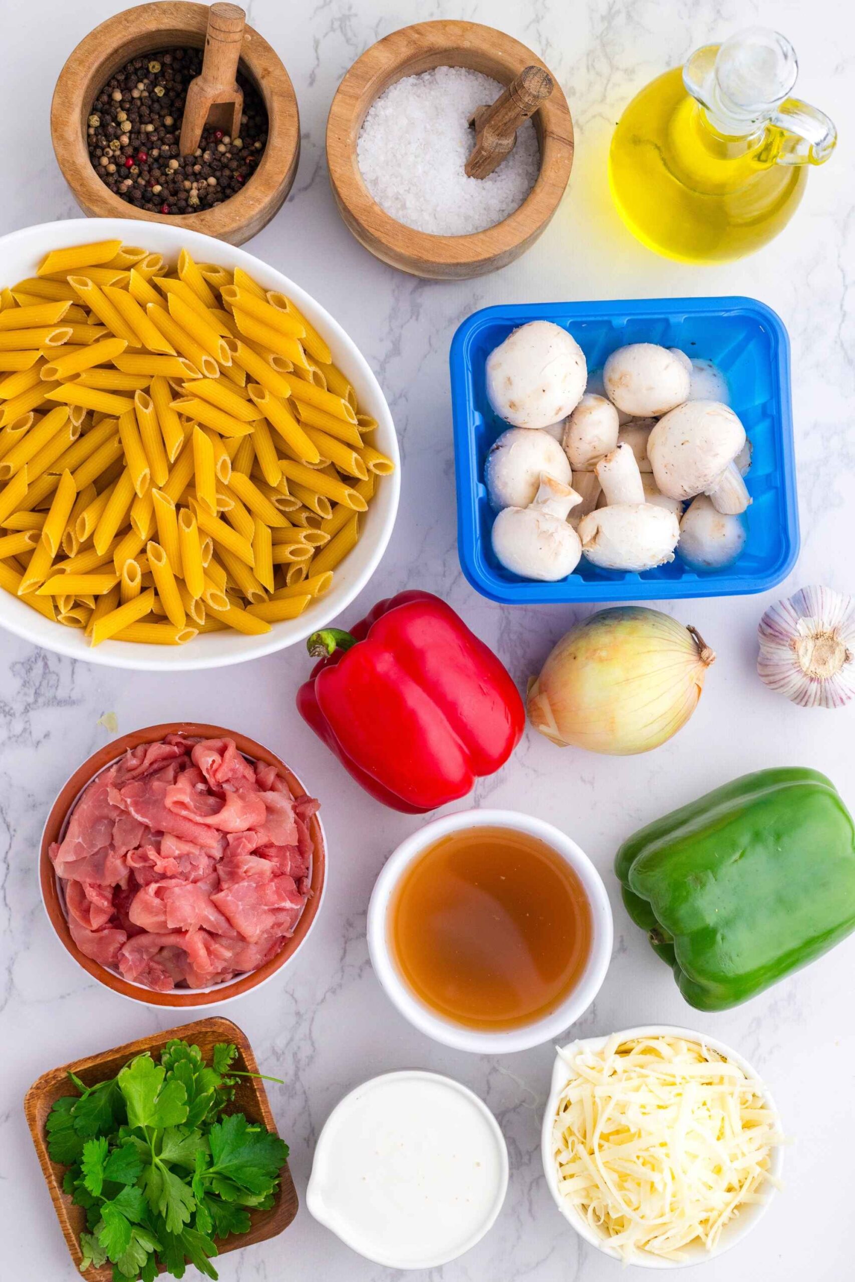 phily cheesesteak pasta ingredients