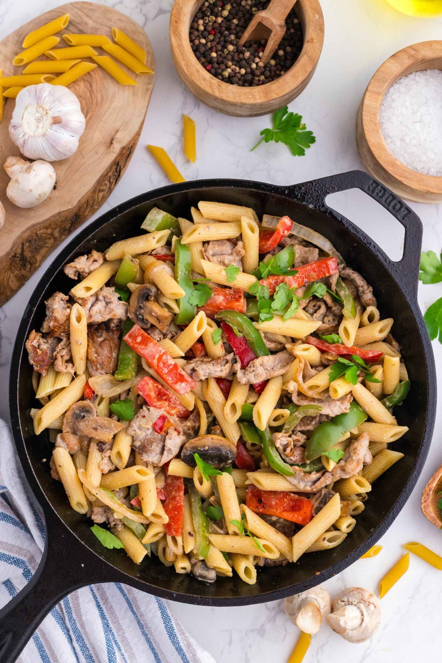 phily cheesesteak pasta