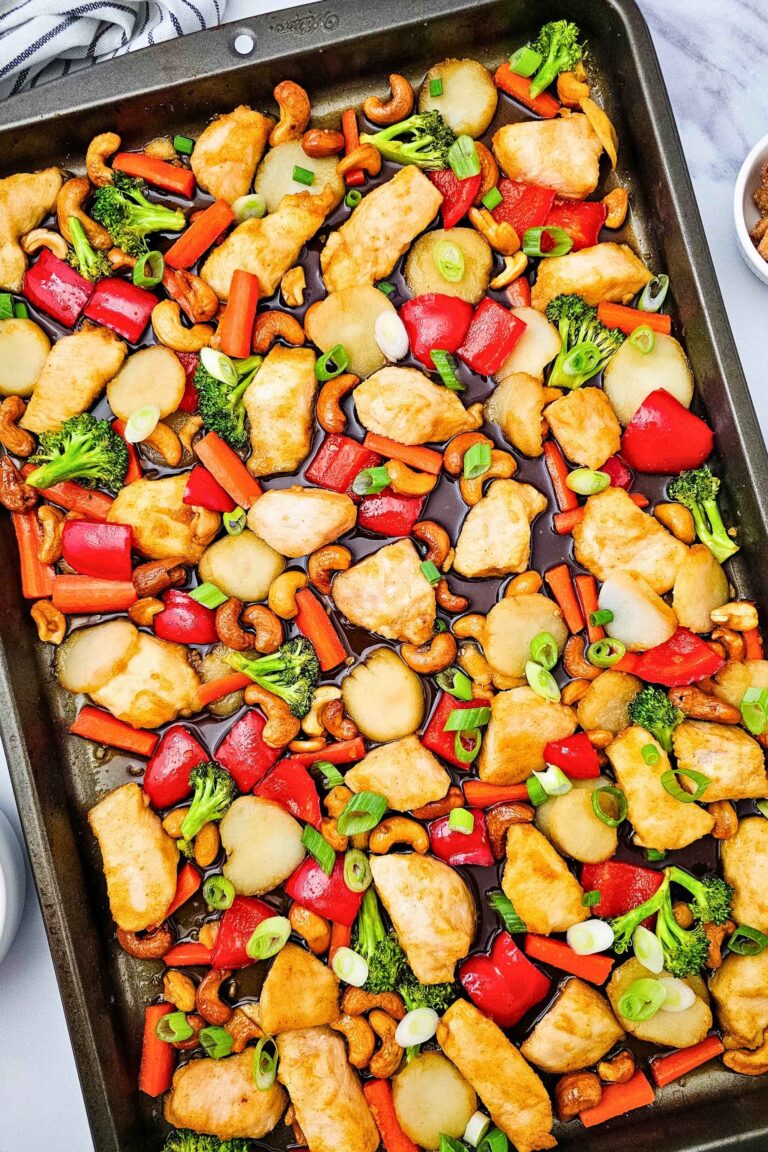sheet pan cashew chicken