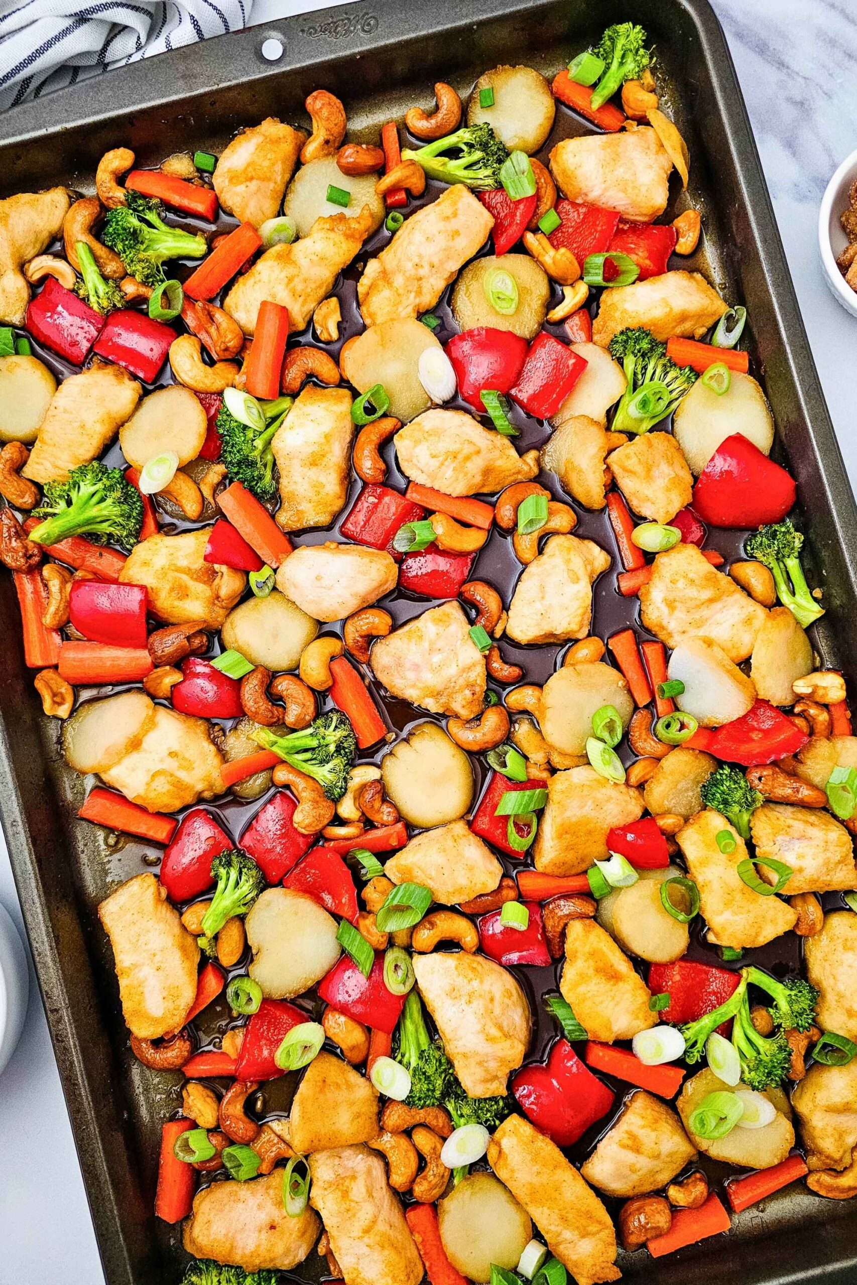 sheet pan cashew chicken