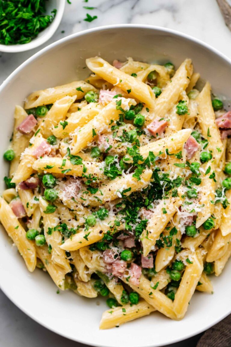 creamy ham and pea pasta