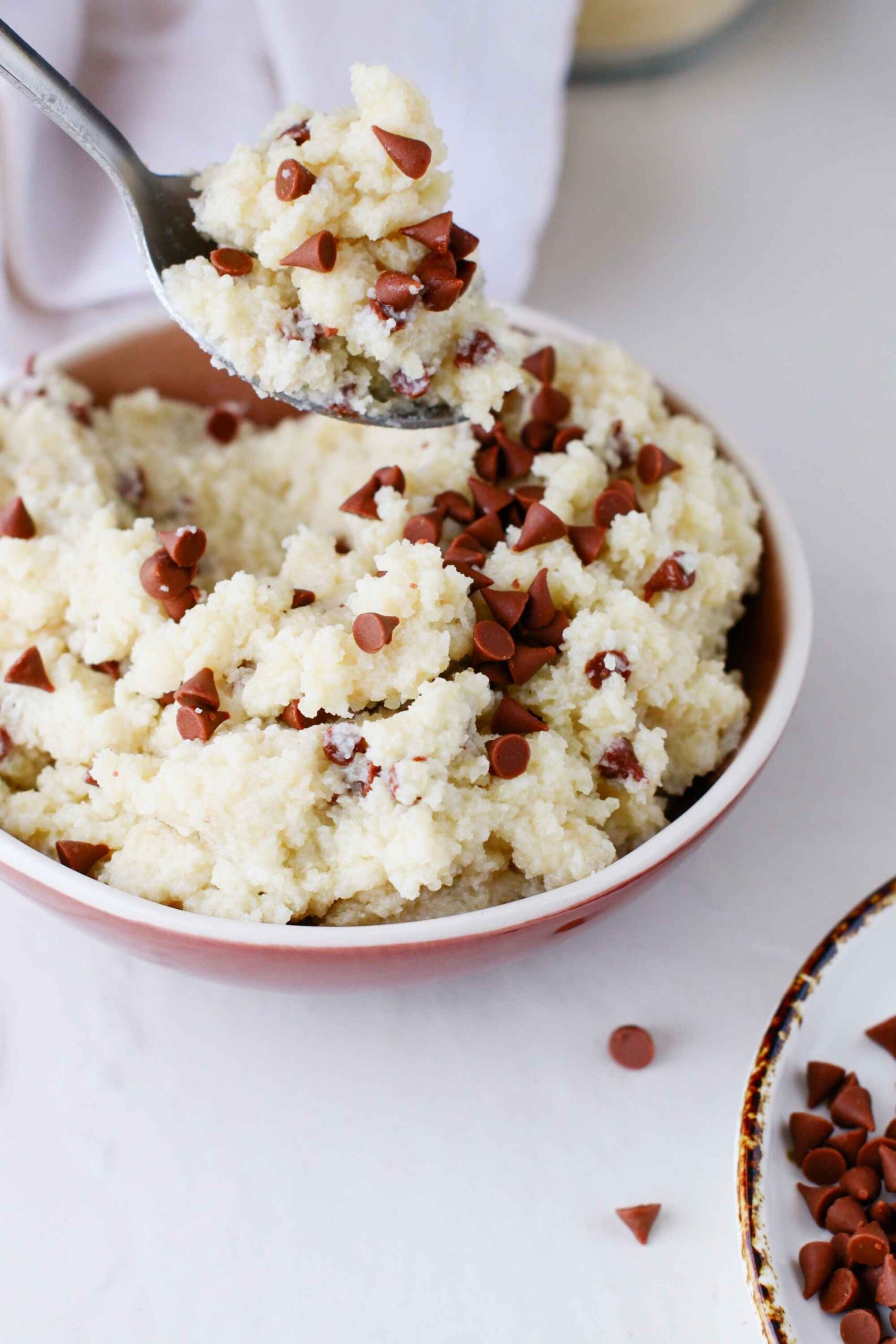 cottage cheese cookie dough on spoon