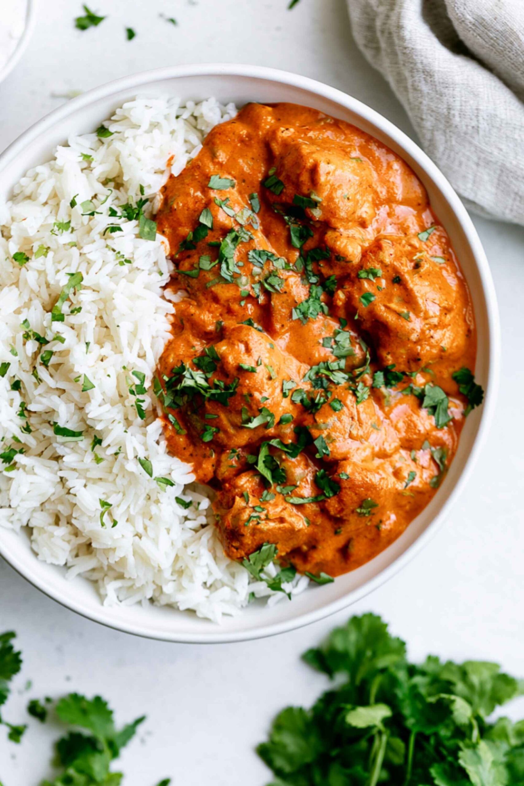 crockpot butter chicken in bowl