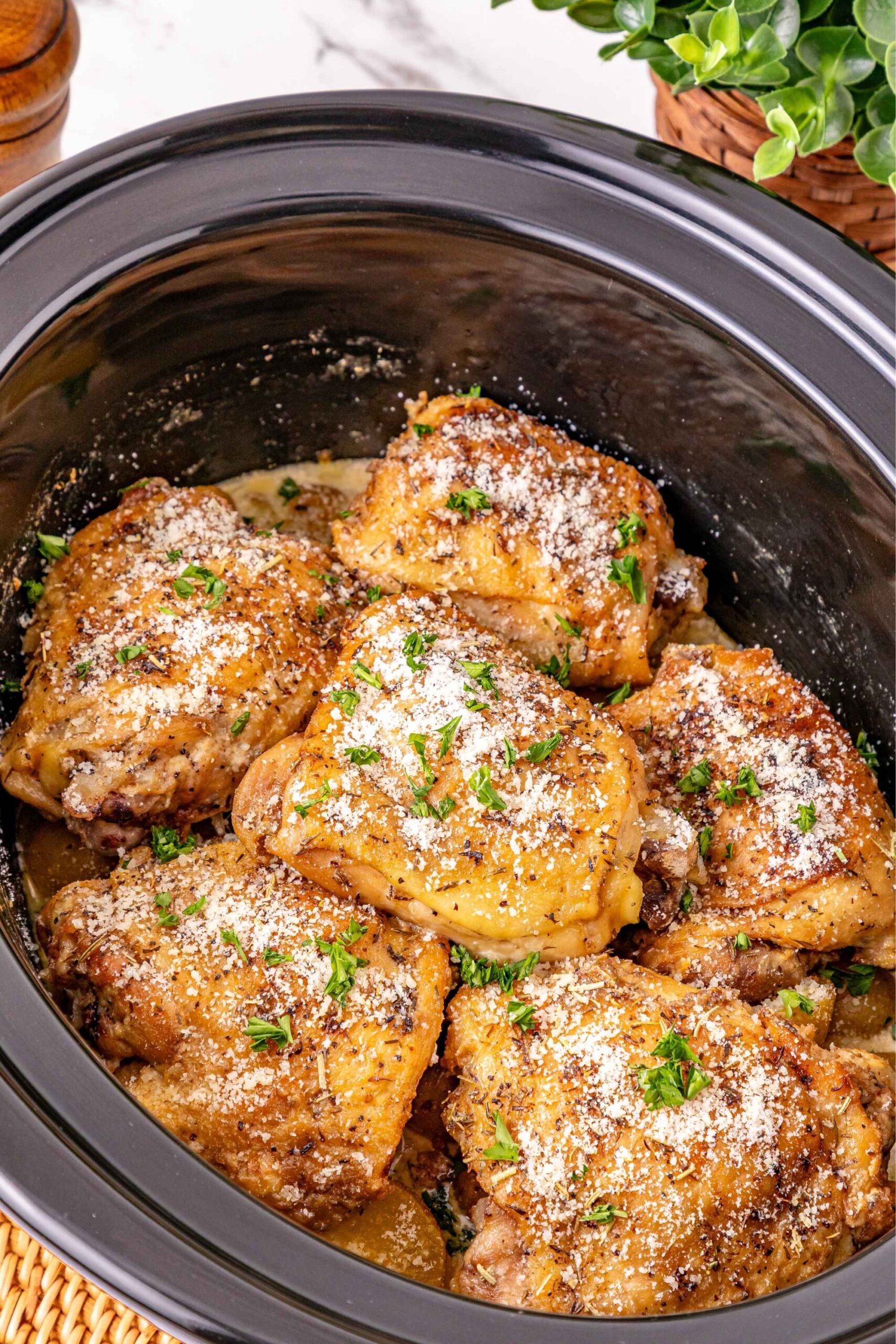 garlic parmesan chicken and potatoes