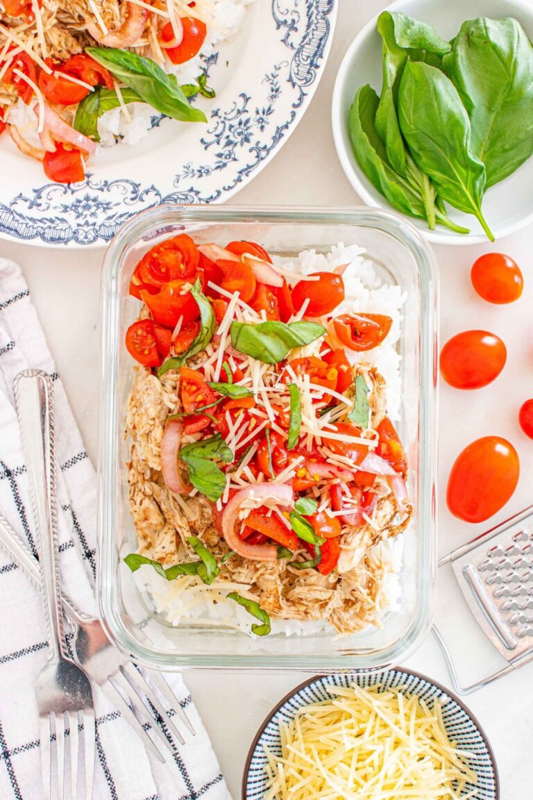 meal prep chicken bruschetta